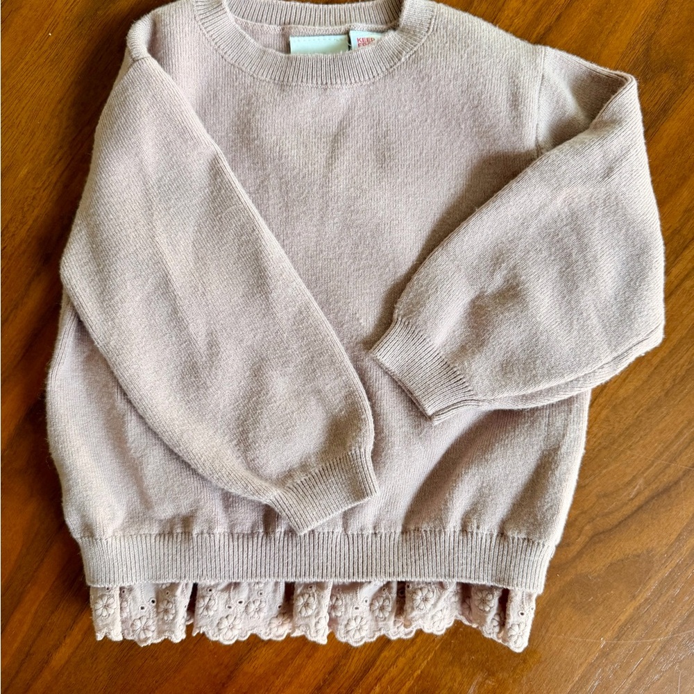 Zara Lace Trim Knit Sweater